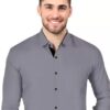 Men Regular Fit Solid Spread Collar Formal Shirt#JustHere - Image 2